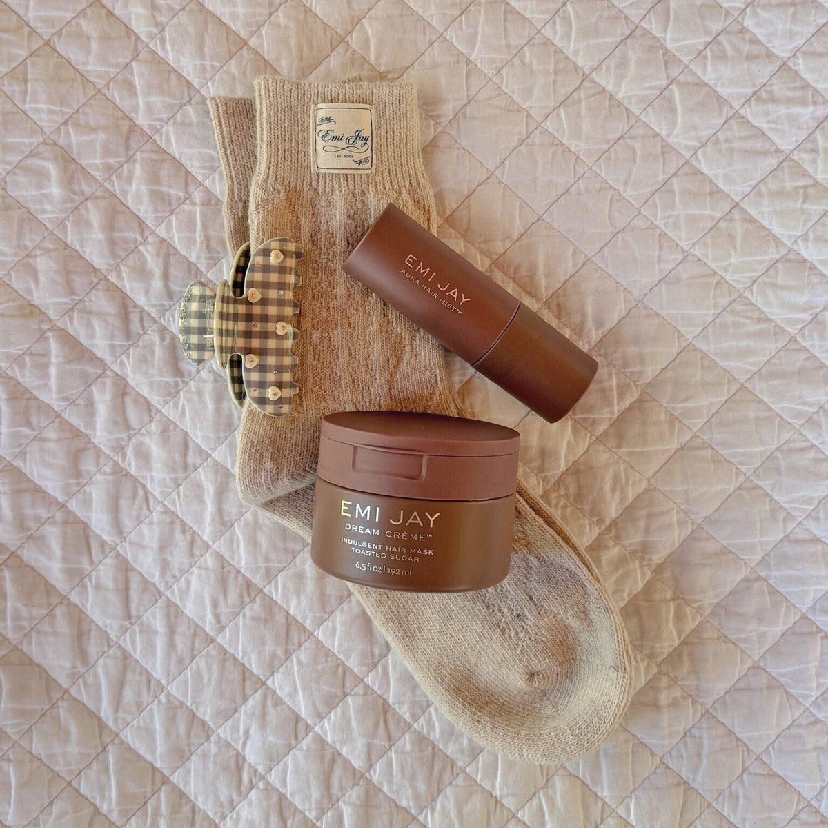 emi jay toased sugar hair care and sweetheart clip with Bedtime Angel Socks