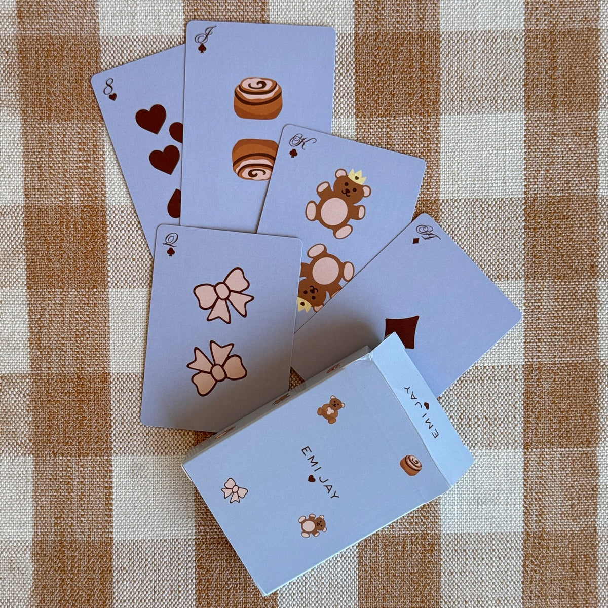 Dream Crème Toasted Sugar Card Deck on gingham fabric