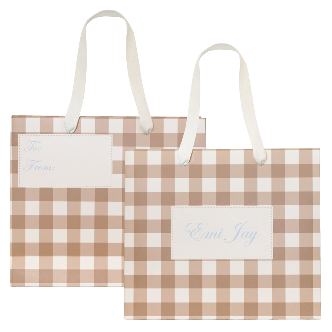 Gingerbread Gingham Shopping Bag
