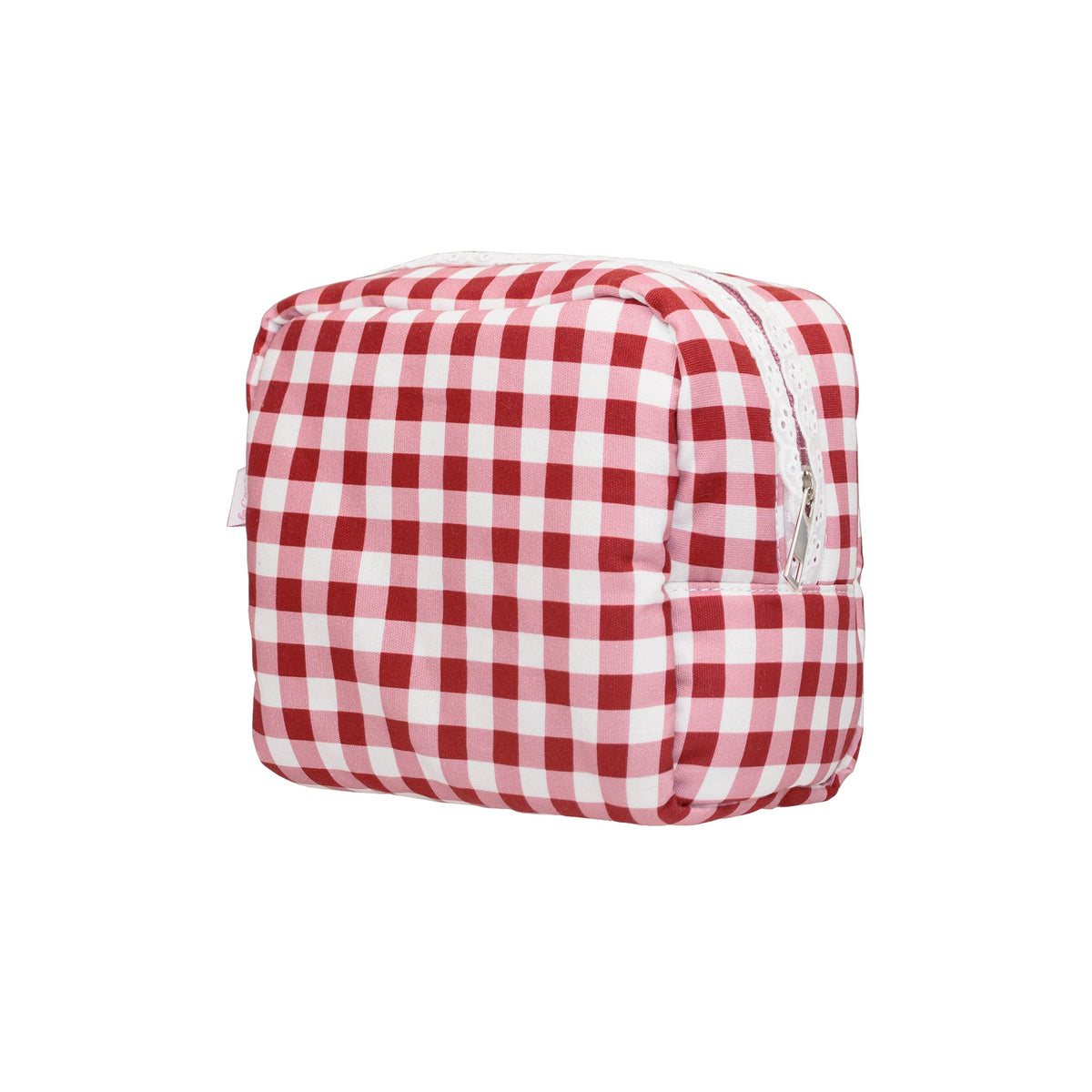 Gingham Pouch in Cherry Kiss 3/4 view