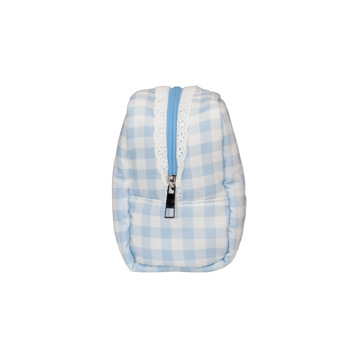 Gingham Pouch in Powder Blue side view