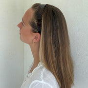 Model wearing Starlet Headband in Scalloped Amber in hair.