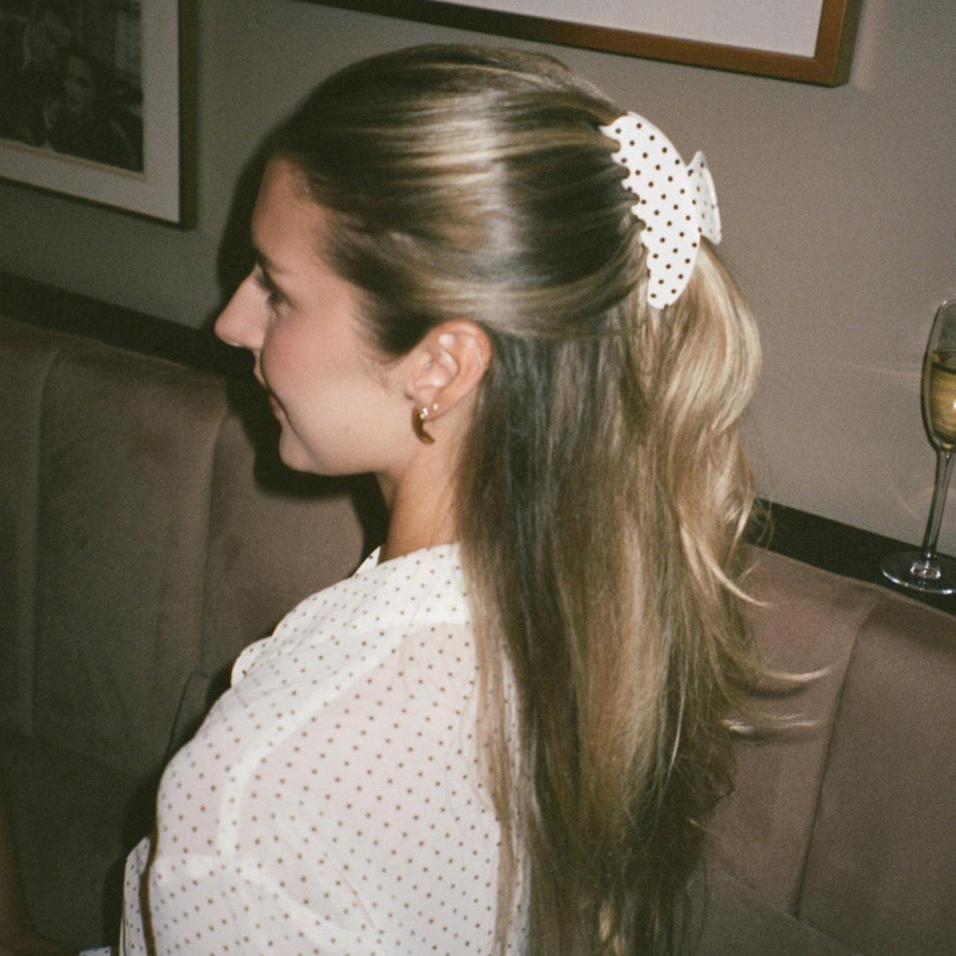 Big Effing Clip Hair Claw in Blanc Polka Dot