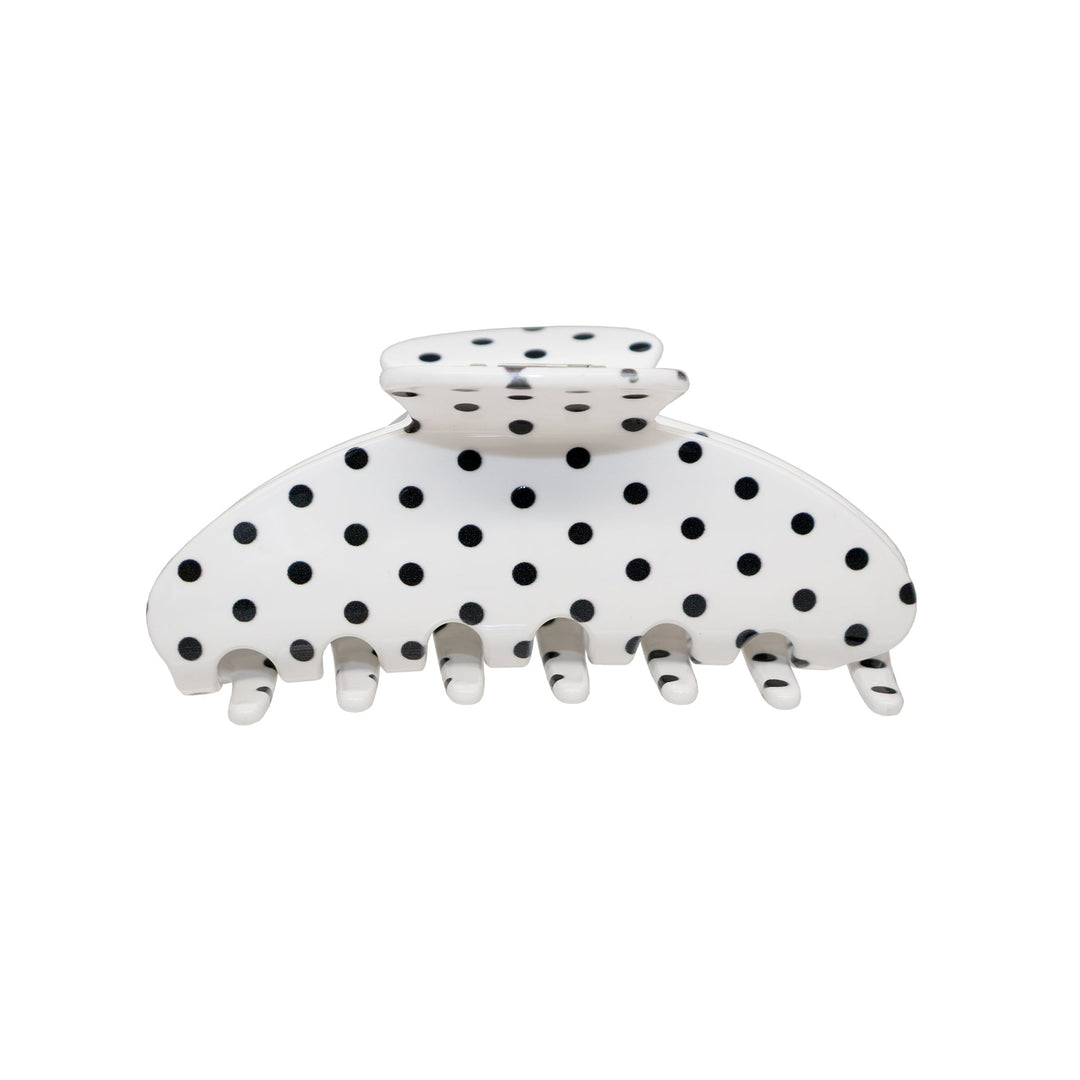 Big Effing Clip Hair Claw in Blanc Polka Dot
