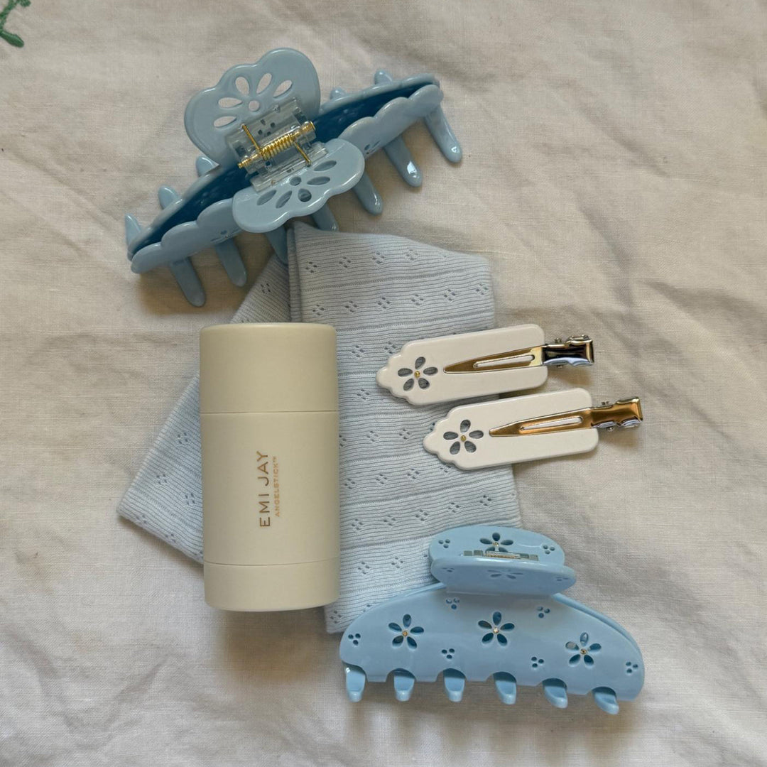 Big Effing Clip in Blue Fleur Eyelet