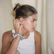 model wearing Big Effing Clip in Bordeaux in hair