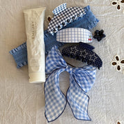Ponytail Barrette in Blue Cherry Picnic