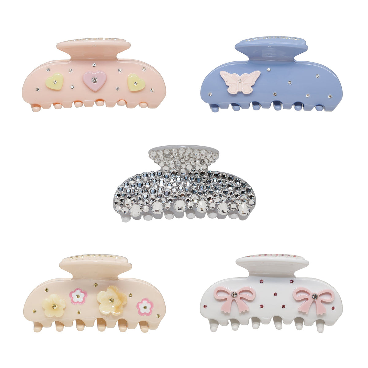 Sweetheart Clips in Babiest Bows, Bluebell Flutter, Chantilly Fleur, Diamond Darling, Love You More