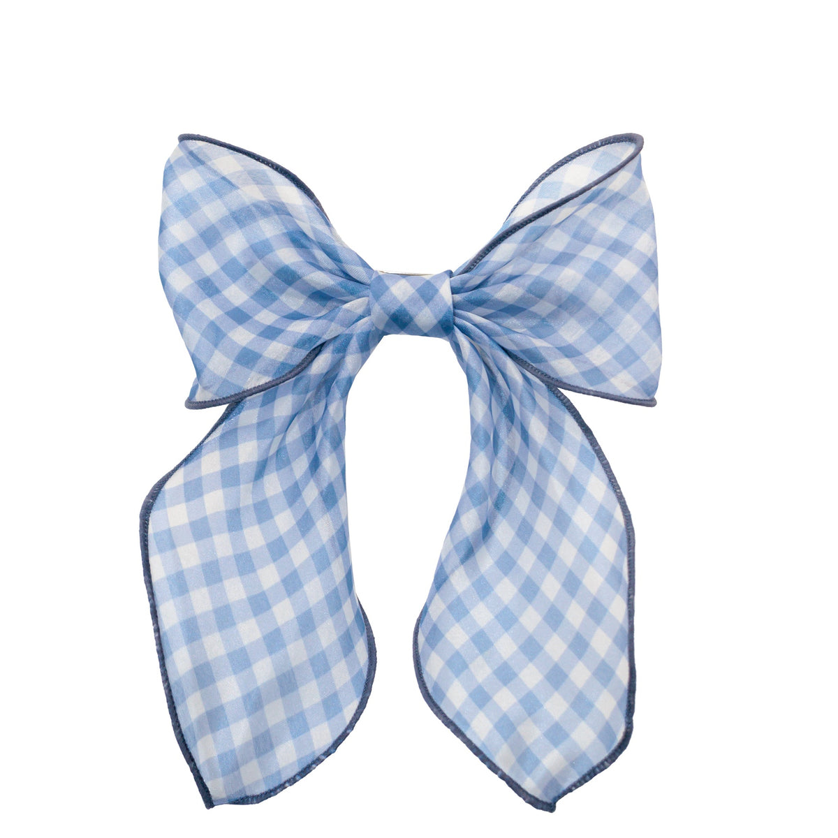 Bow Barrette in Baby Blue Gingham