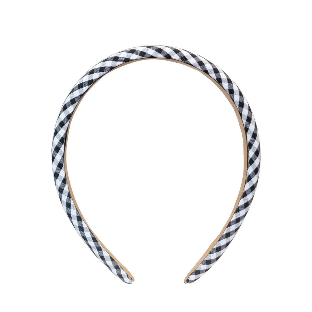 Halo Headband in Navy Gingham front and side views