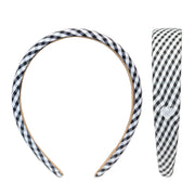 Halo Headband in Navy Gingham front and side views