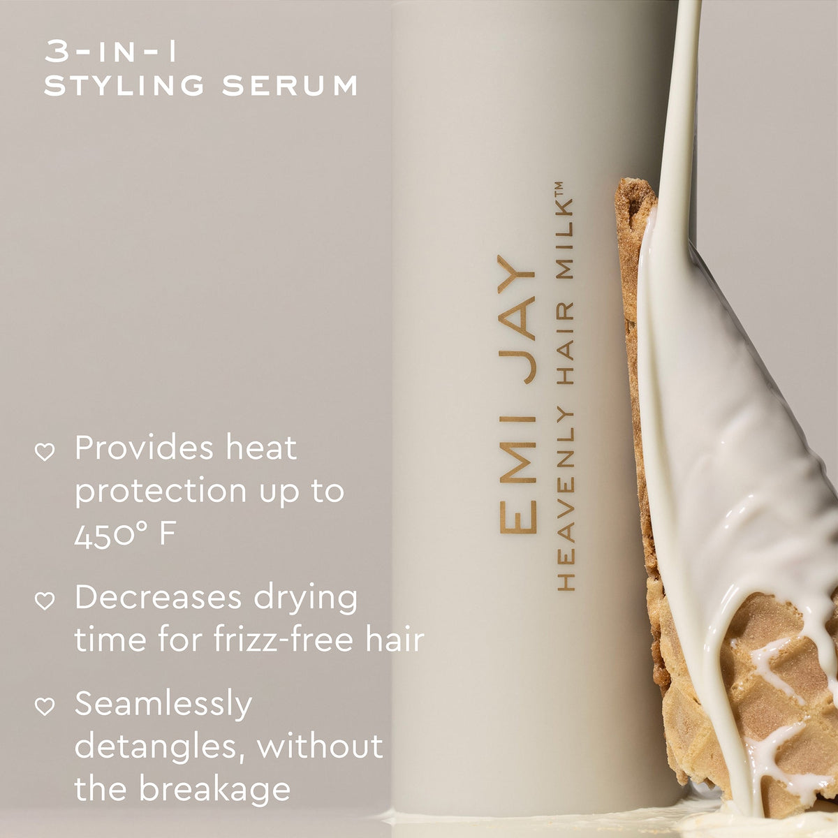 3 in 1 styling serum provides heat protection up to 450 degrees Fahrenheit decreases drying time for frizz free hair seamlessly detangles without the breakage