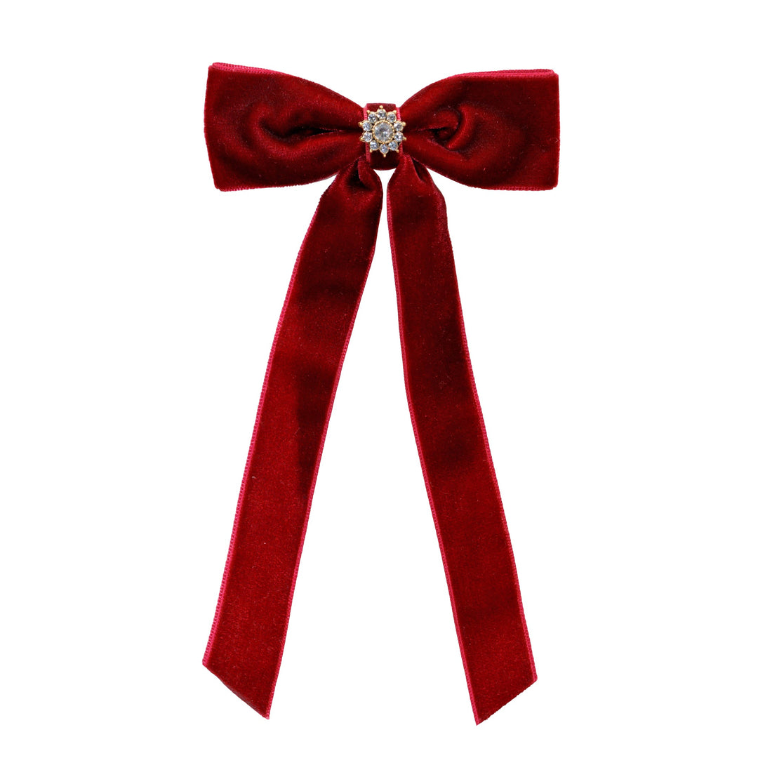 Iconic Velvet Bow Barrette Hair Clip in Cabernet