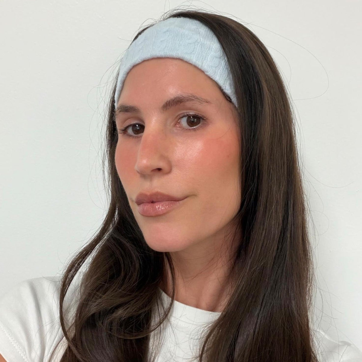 model wearing Infinity Headband in Dream Cloud Knit