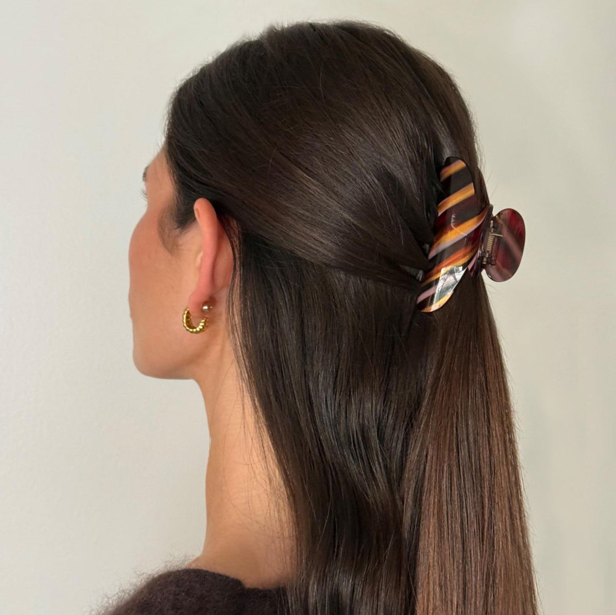model wearing Lil Effing Clip in Nightcap in hair