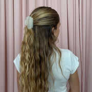 model wearing Mini Cloud Clip in Grey Smoke in hair
