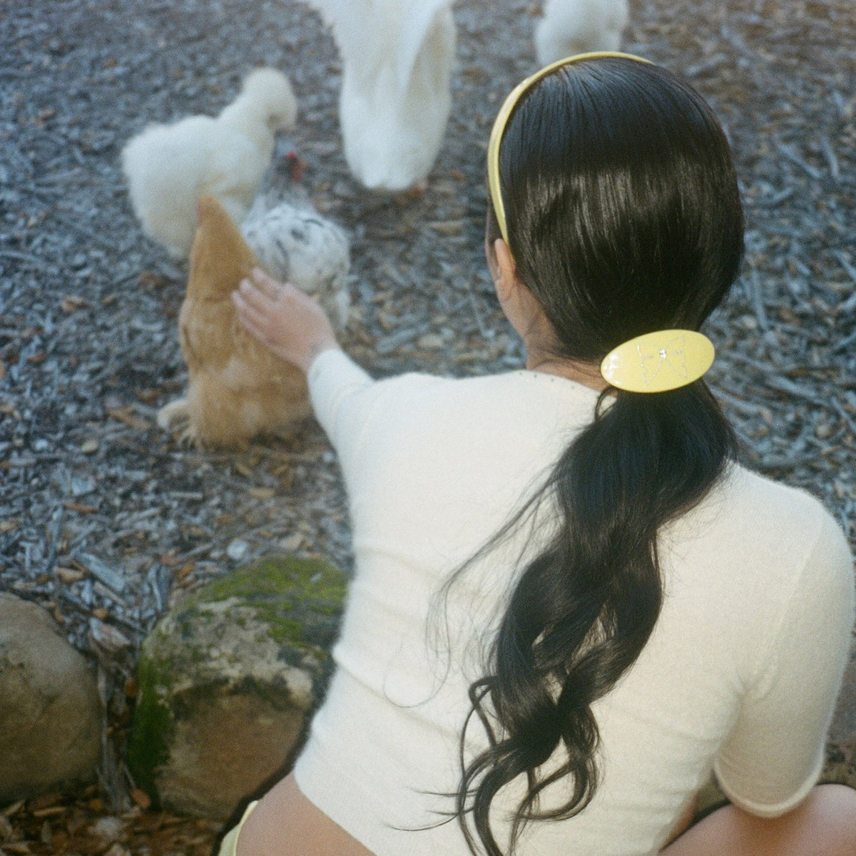 Ponytail Barrette in Lemon Drop