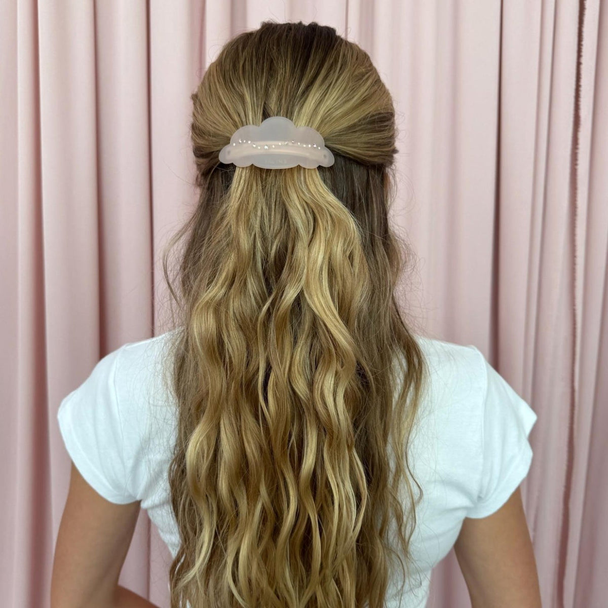 Ponytail Barrette in Pink Cloud