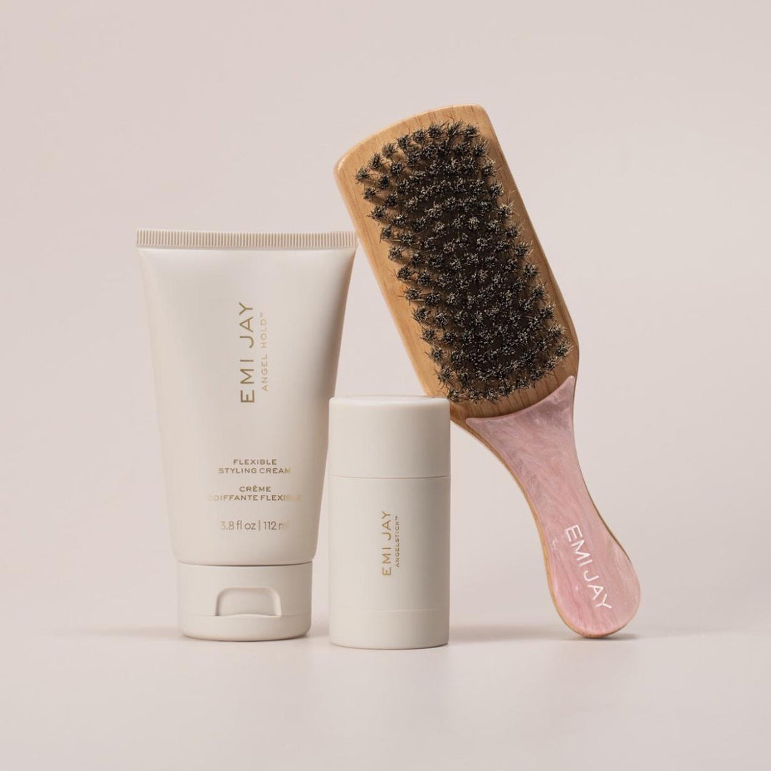 The Slick Bundle with Mini Boar Bristle Brush in Lychee Baby