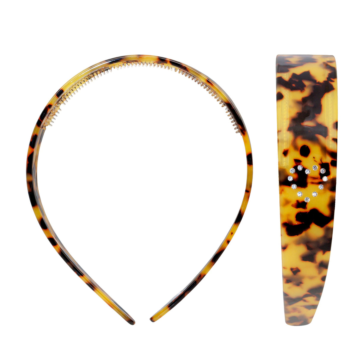 Starlet Headband in Tortoise Heart front and side view
