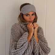 olivia jade wearing Sweet Dreams Eye Mask in Heather Cloud Knit