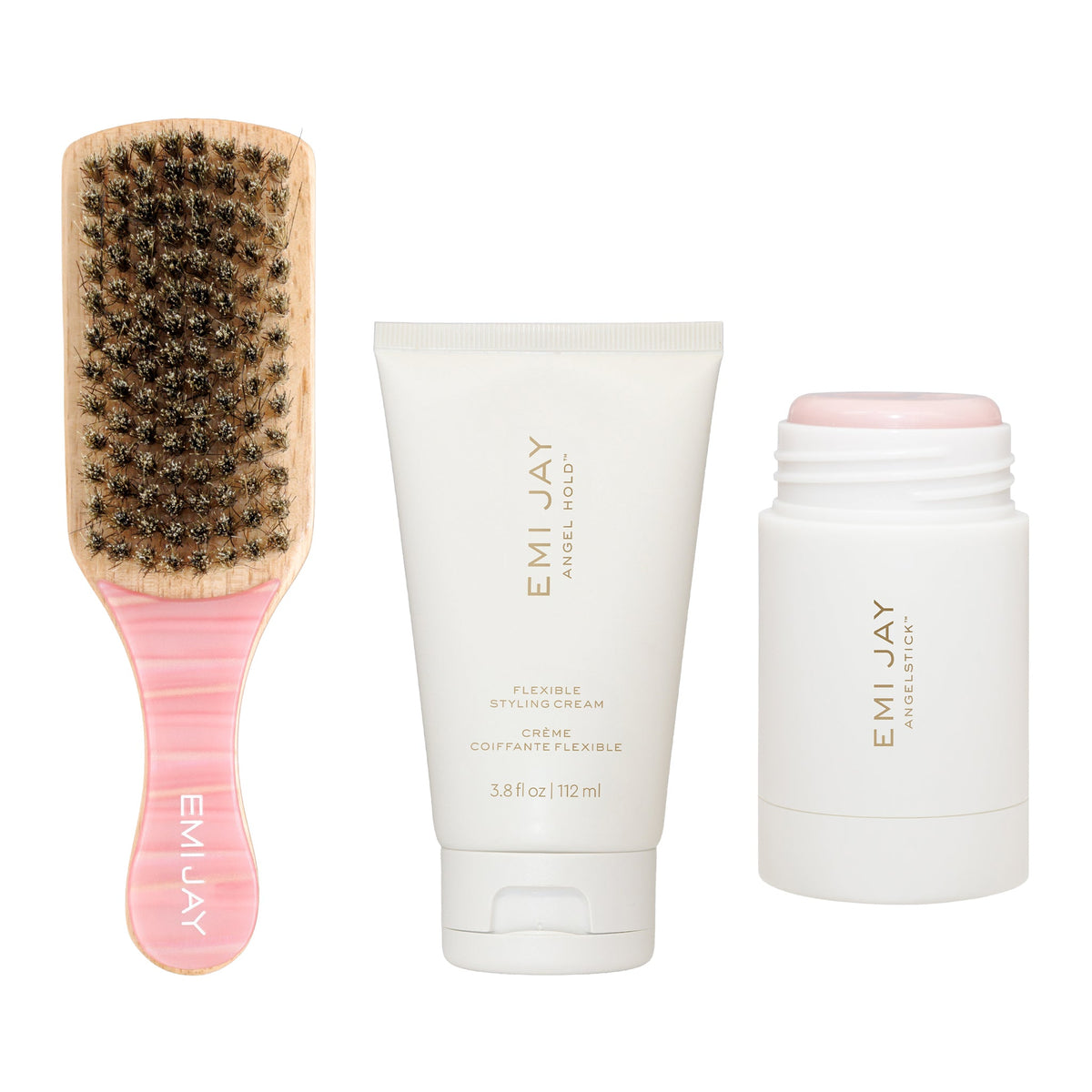 The Slick Bundle with Mini Boar Bristle Brush in Lychee Baby